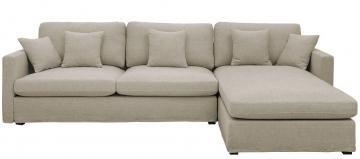 Canapé Méridienne Réversible Angie 100% Lin Beige Blanc d'Ivoire