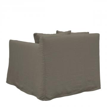 Fauteuil Gabriel 100% Lin Taupe Blanc d'Ivoire