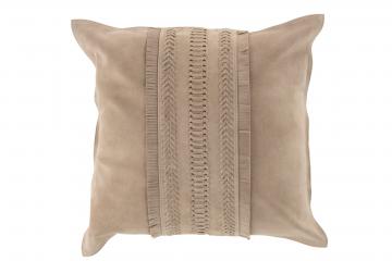 Coussin Carré Cuir Gris Lin