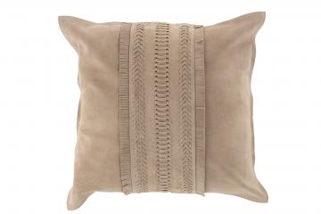 Coussin Carré Cuir Gris Lin