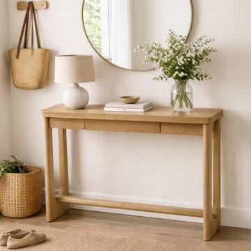 Console 1 Tiroir Chêne Massif Naturel Edwin