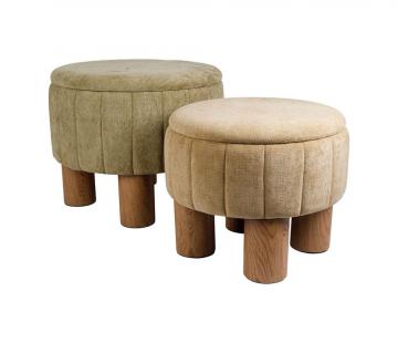 Tabouret Coffre x2 Kobu Kaki/Beige NEW