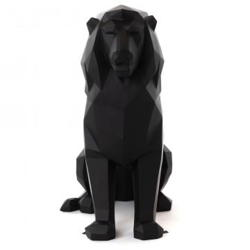 Statue Lion Origami Noir Mat (Outdoor)