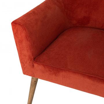 Fauteuil Léon Velours Côtelé Terracotta