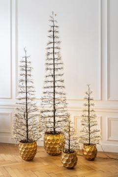 Sapin de Noël Noir Led Blanc Chaud H240cm