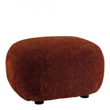 Pouf Lisette Velours Côtelé Rouge Brique Blanc d'Ivoire