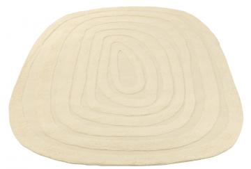 Tapis Ovale Rayures Courbées Laine Crème