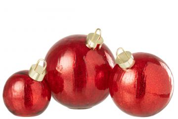 4 x Boules de Noël Verre Rouge ø15cm