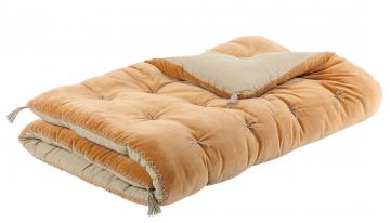 Futon Matteo Velours / Lin Abricot 180x80 Blanc d'Ivoire