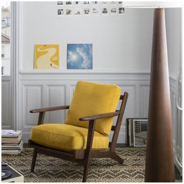 Fauteuil Jules Velours Safran Blanc d'Ivoire