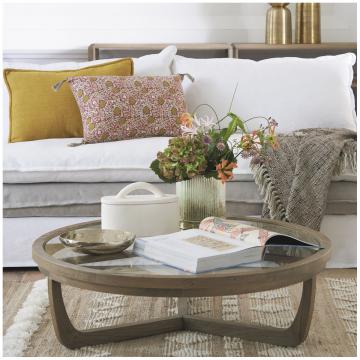 Table Basse Maxton Chêne Verre GM Blanc d'Ivoire