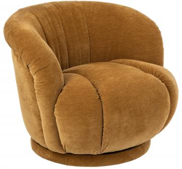 Fauteuil Tournant Velours Moutarde
