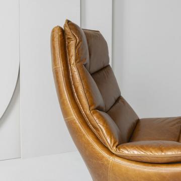 Fauteuil Pivotant Achille Cuir Camel Vintage