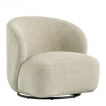 Fauteuil Lisette Jacquard de Velours Sable Pivotant