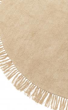 Tapis Rond Franges Coton Beige Clair ø150cm