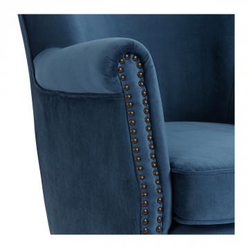 Fauteuil Claude Velours Bleu de Minuit Blanc d'Ivoire