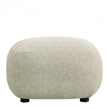 Pouf Lisette Jacquard de Velours Sable Blanc d'Ivoire