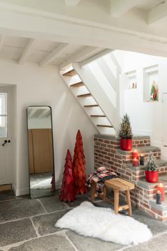 Sapin de Noël Pièces Bois Rouge 120cm