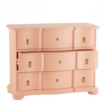 Commode 3 Tiroirs Carlotta Rose Pastel Blanc d'Ivoire
