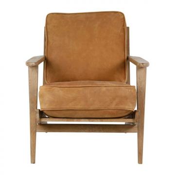 Fauteuil Laureli Chêne Cuir Brun