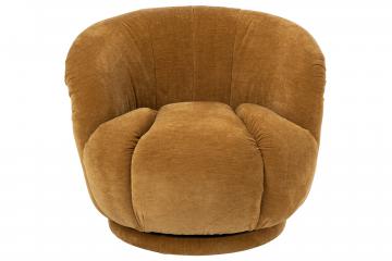 Fauteuil Tournant Velours Moutarde