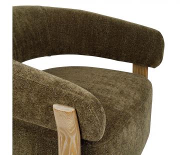 Fauteuil Taijo Velours Kaki Frêne Naturel