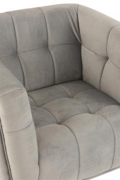 Fauteuil Velours Lounge Gris Clair