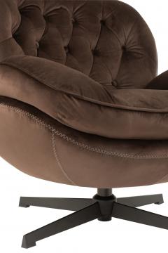 Fauteuil Relax + Repose Pieds Velours Marron