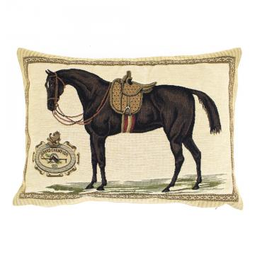 2 Coussins Gobelin Cheval Selle Brun 30x45