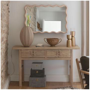 Miroir Lumia Bois Blanchi Blanc d'Ivoire 100x65