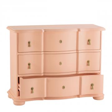 Commode 3 Tiroirs Carlotta Rose Pastel Blanc d'Ivoire