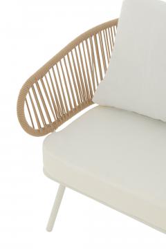 Salon de Jardin Poa Blanc Naturel 3 Pièces