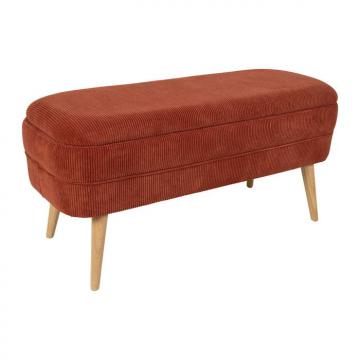 Banc Coffre Eléonore Velours Côtelé Terracotta