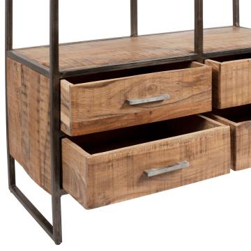 Etagère Bibliothèque Factory Indus Bois Métal Coté Table