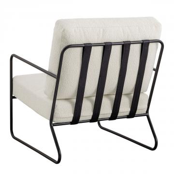 Fauteuil Gaspard Métal Bouclette Crème Blanc d'Ivoire