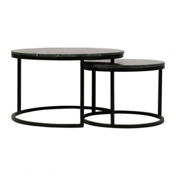 2 Tables Basses Retro Marbre Noir