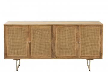 Buffet Bas Weaving 4 Portes Bois Rotin Naturel