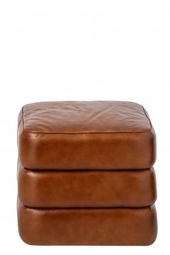 Pouf Cuir Camel Indus Vintage
