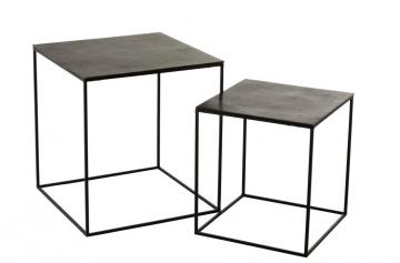 S/2 Tables Gigognes Indus Métal Noir