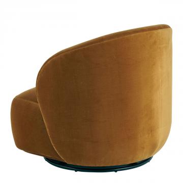 Fauteuil Lisette Velours Safran Pivotant Blanc d'Ivoire