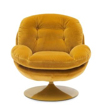 Fauteuil Memento Velours Uni Moutarde NOUVEAU