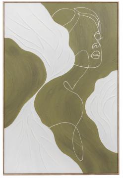 Toile Cadre Femme Vert Olive Blanc 80*120