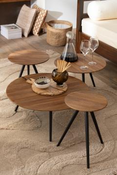 S/4 Tables Rondes Teck Recyclé Naturel