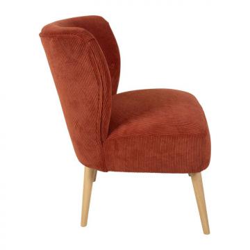 Fauteuil Eléonore Velours Côtelé Terracotta