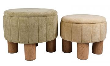 Tabouret Coffre x2 Kobu Kaki/Beige NEW