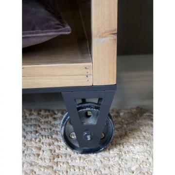 Etagère 4 Niveaux sur Roues Bois Naturel
