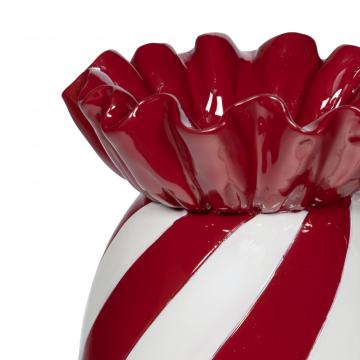 Vase Bonbon Rayures Rouge/Blanc H31cm