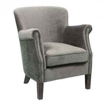 Fauteuil Claude Velours Gris Foncé Blanc d'Ivoire