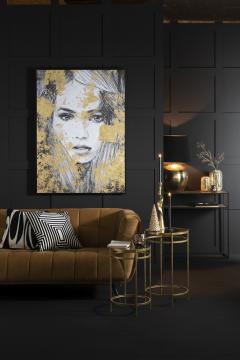 Tableau Cadre Visage Femme Noir-Or