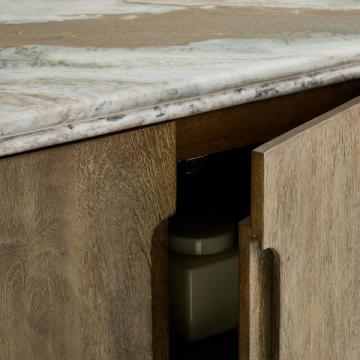 Buffet 4 Portes Buren Bois Massif Marbre